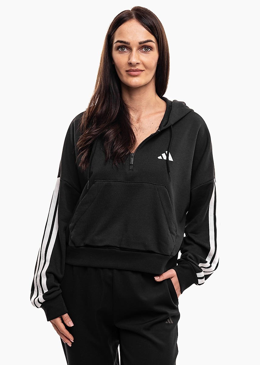 adidas Hanorac damă Essentials 3-Stripes French Terry Quarter-Zip Hoodie JN1956