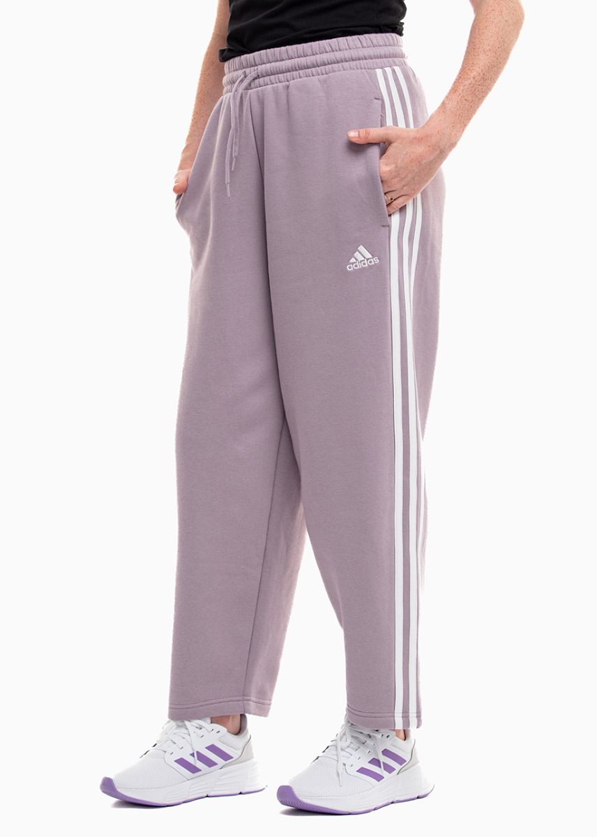 adidas Pantaloni pentru femei Essentials 3-Stripes Open Hem Fleece IR5387