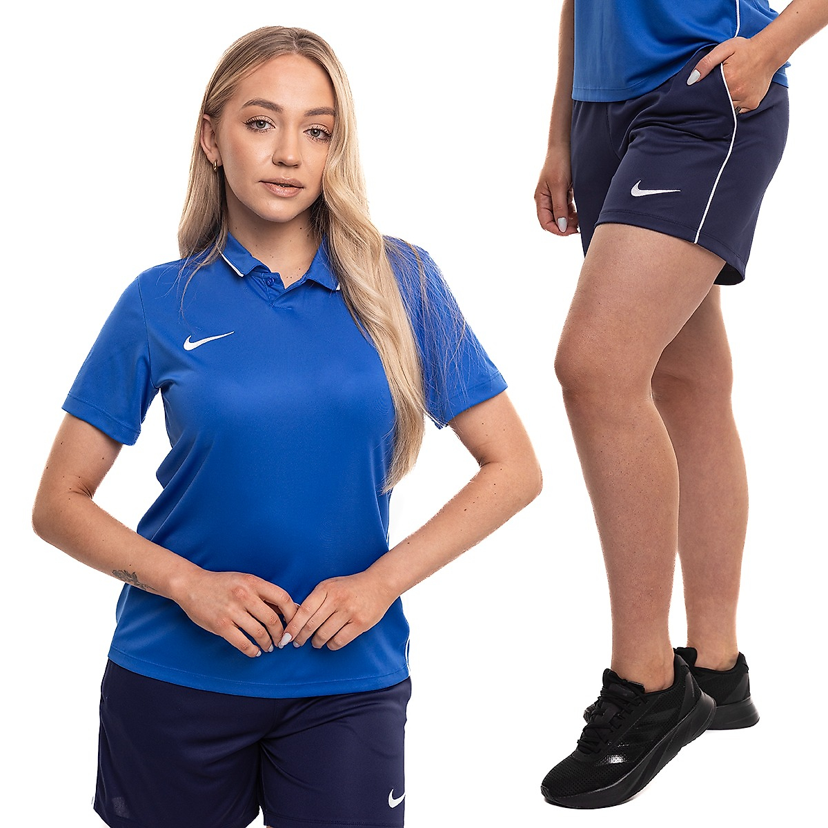 Nike set sportiv damă tricou pantaloni scurți Dri Fit Park 26 Polo HM7150 463/HM7162 410